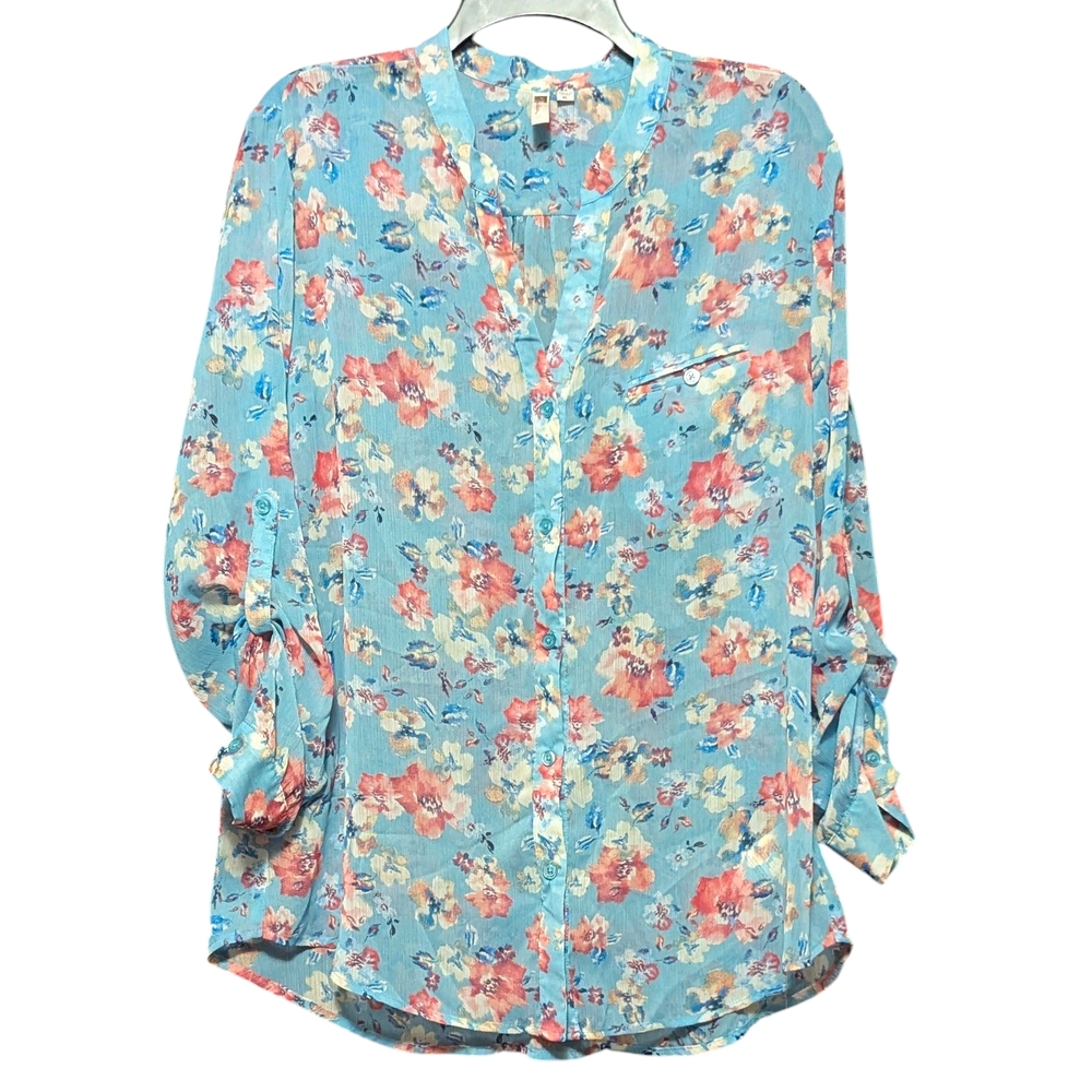 Kut from the Kloth Floral Semi Sheer Blouse